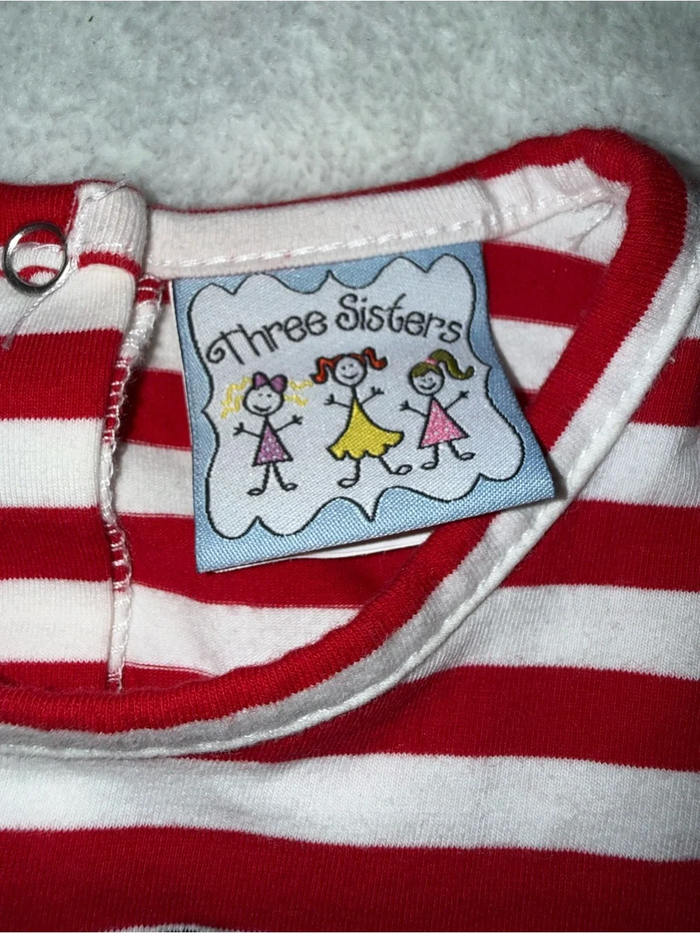 Three Sisters red and white striped Minnie Mouse appliqué dress, size 18 mo